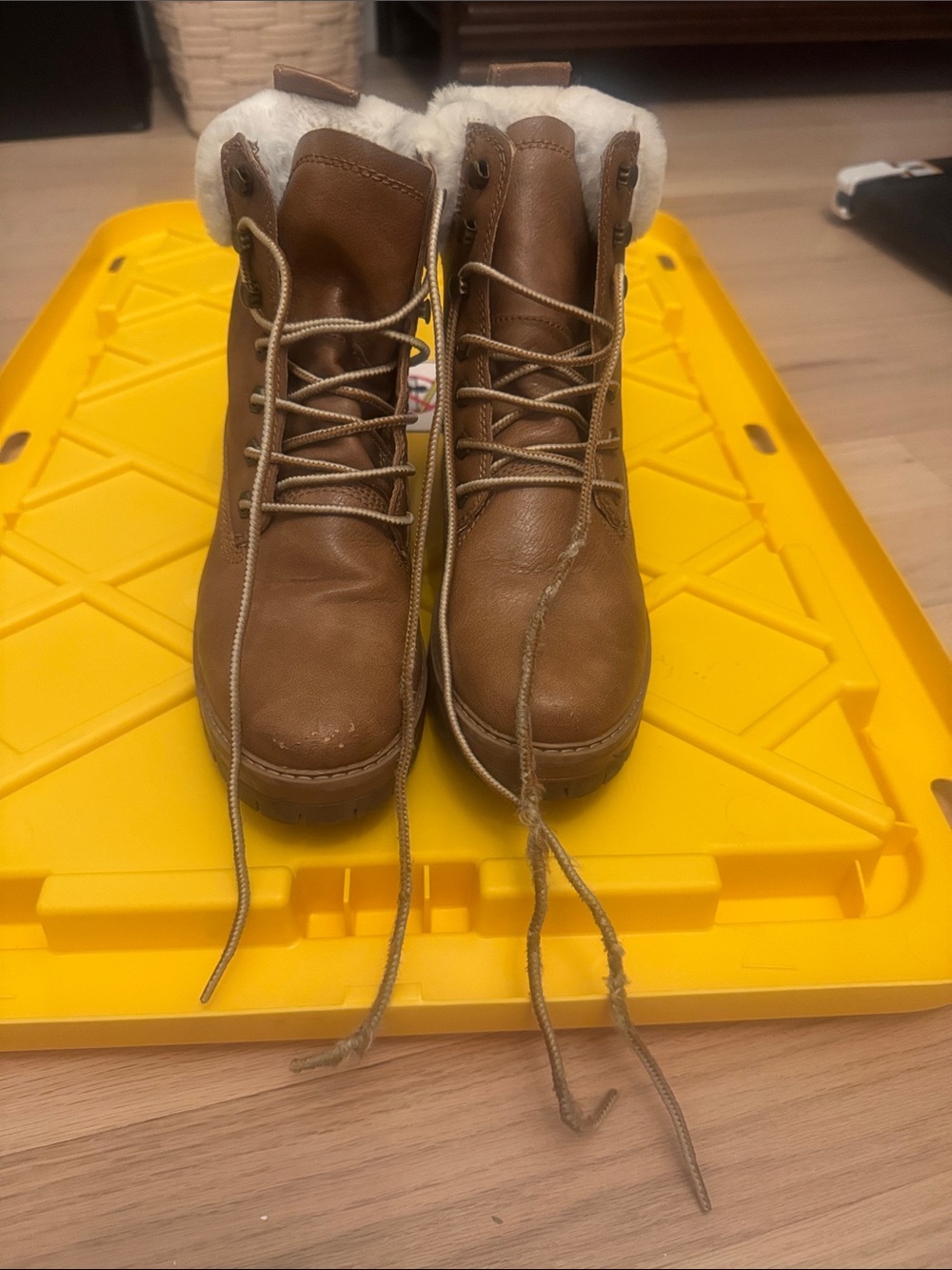 Madden Girl Brown Faux-Shearling Lace-Up Boots